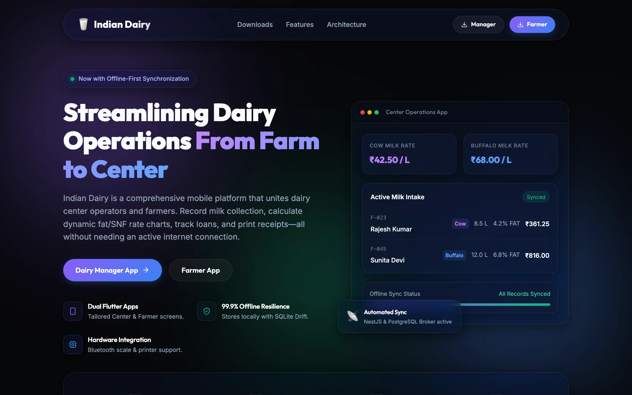 Indian Dairy Manager - Milk collection center operator dashboard