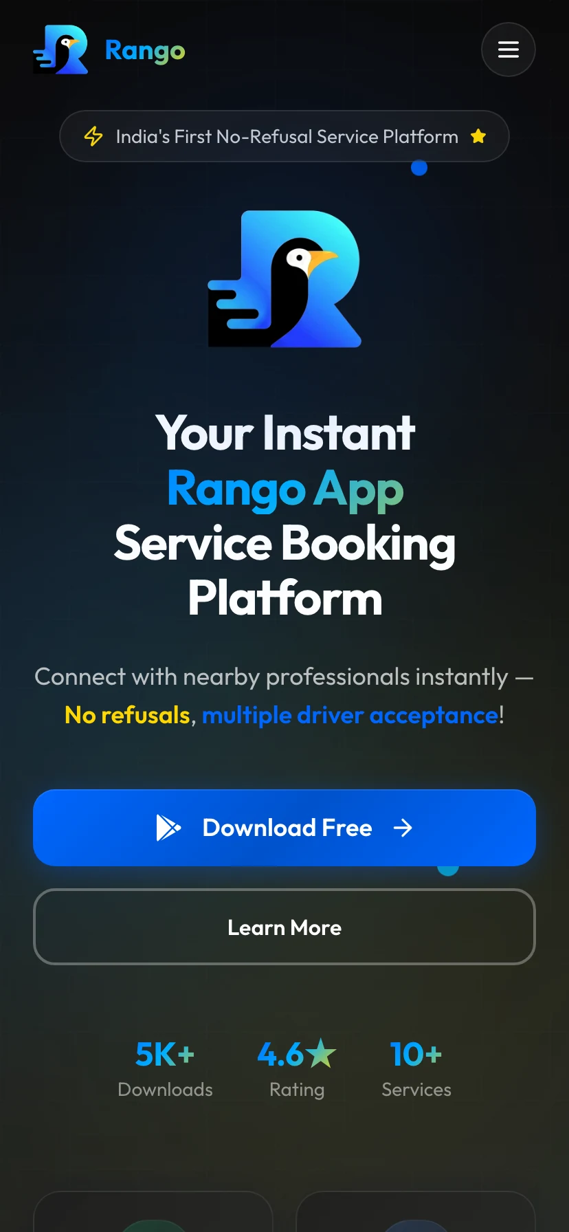 Rango - Customer Android app booking flow